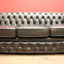 Load image into Gallery viewer, x SOLD Vintage Button Back Chesterfield Lounge, 3 Seater Deep Chestnut Brown Lounge B11206
