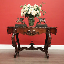 Load image into Gallery viewer, Antique French Oak Centre Table Sofa Table, Cross Stretcher Base Table with Fleur de Lis to Apron