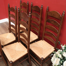 Load image into Gallery viewer, x SOLD Set of Six Antique French Dining Chairs, or Ladder Back Kitchen Chairs Cane Seat. B10938