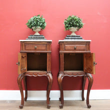 Load image into Gallery viewer, x SOLD Bedside Tables, Antique French Oak and Marble Bedside Cabinets, Lamp Table B10550