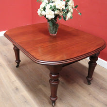 Load image into Gallery viewer, x SOLD Antique English Mahogany Dining Table, or Two Leaf Kitchen Table with Castors. B11281