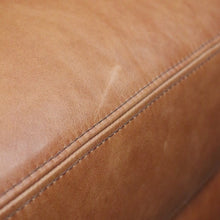 Load image into Gallery viewer, x SOLD Coco Republic Tan Leather Ottoman, Footstool, Ford Studded Ottoman Brown Birch B11006