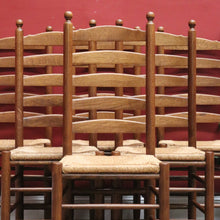 Load image into Gallery viewer, x SOLD Set of Six Antique French Ladder Back Dining Chairs or Kitchen Chairs, Rush Seat. B10943