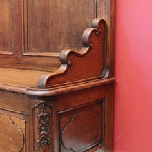 Load image into Gallery viewer, x SOLD Antique French Hall Settle, Blanket Box Hall Seat, Antique Oak Bench Seat Chair B10840