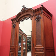 Load image into Gallery viewer, x SOLD Antique French Wardrobe, Walnut and Cane Armoire with Bevelled Mirror Door & Key B11116