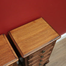 Load image into Gallery viewer, x SOLD Pair of French Oak Bedside Tables, 5 Drawer Lamp Table, Hall or Side Table B10655