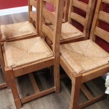 Load image into Gallery viewer, x SOLD Set of 6 Dining Chairs, Antique French Oak Ladder Back Kitchen Chairs, Rush Seat B10937