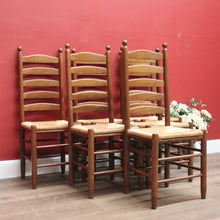 Load image into Gallery viewer, x SOLD Set of Six Antique French Ladder Back Dining Chairs or Kitchen Chairs, Rush Seat. B10943