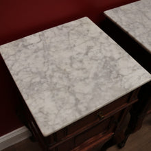 Load image into Gallery viewer, x SOLD Bedside Tables, Antique French Oak and Marble Bedside Cabinets, Lamp Table B10550