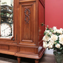 Load image into Gallery viewer, x SOLD Antique French Wardrobe, Walnut and Cane Armoire with Bevelled Mirror Door & Key B11116