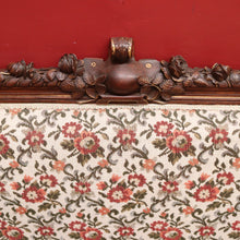 Load image into Gallery viewer, x SOLD Antique French Settee, Lounge or Sofa, Walnut and Gilt Frame Rust Amber Flowers B11186