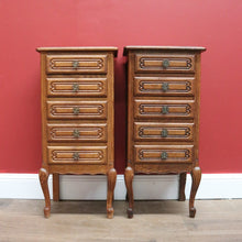 Load image into Gallery viewer, x SOLD Pair of French Oak Bedside Tables, 5 Drawer Lamp Table, Hall or Side Table B10655