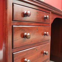 Load image into Gallery viewer, x SOLD Antique English Mahogany Desk Leather Twin Pedestal Office Desk Partners Desk. B9535