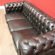 Load image into Gallery viewer, x SOLD Vintage Button Back Chesterfield Lounge, 3 Seater Deep Chestnut Brown Lounge B11206