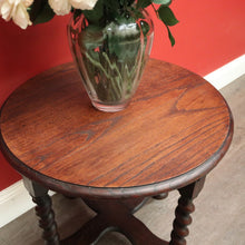 Load image into Gallery viewer, x SOLD Antique Lamp Table, Antique French Oak Spiral Leg, Cross Stretcher Side Table. B10230