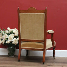 Load image into Gallery viewer, x SOLD Antique English Grandfather Chair, Antique English Walnut and Fabric Armchair B10791