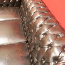 Load image into Gallery viewer, x SOLD Vintage Button Back Chesterfield Lounge, 3 Seater Deep Chestnut Brown Lounge B11206