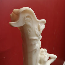 Load image into Gallery viewer, x SOLD Antique Alabaster Statue Maiden, Greek God and Calla Lilies. Art Nouveau c1925. B11288