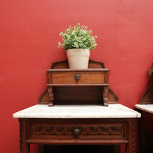 Load image into Gallery viewer, x SOLD Pair Antique French Walnut and Marble Bedside Table Lamp Tables Hall Cupboards B10845