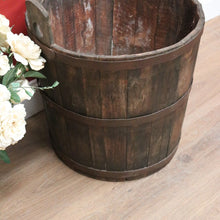 Load image into Gallery viewer, x SOLD Antique French Oak Fire Wood Bucket or Bin, Metal Bound Grape Bin, Wine Barrel B11192