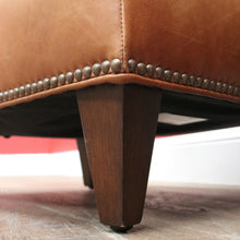Load image into Gallery viewer, x SOLD Coco Republic Tan Leather Ottoman, Footstool, Ford Studded Ottoman Brown Birch B11006