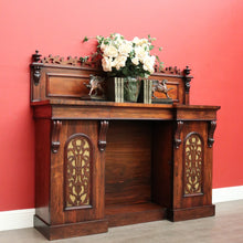 Load image into Gallery viewer, x SOLD Antique English Rosewood Sideboard Fretwork Backboard and Doors Twin Pedestals. B9851