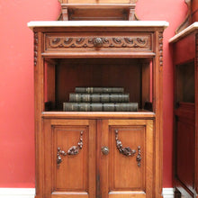 Load image into Gallery viewer, x SOLD Pair Antique French Walnut and Marble Bedside Table Lamp Tables Hall Cupboards B10845