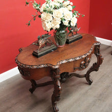 Load image into Gallery viewer, x SOLD Antique French Oak Centre Table Sofa Table, Cross Stretcher Base Table with Fleur de Lis to Apron. B10331