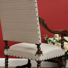 Load image into Gallery viewer, x SOLD Antique French Library Chair, Striped Fabric Hall Chair, Bedroom Chair, Armchair B11506
