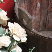 Load image into Gallery viewer, x SOLD Antique French Oak Fire Wood Bucket or Bin, Metal Bound Grape Bin, Wine Barrel B11192