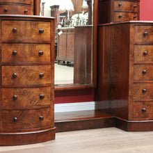 Load image into Gallery viewer, x SOLD Antique English Dressing Table Burr Walnut Cheval Mirror, Drawers Dressing Table B10742