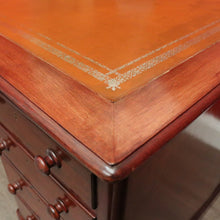 Load image into Gallery viewer, x SOLD Antique English Mahogany Desk Leather Twin Pedestal Office Desk Partners Desk. B9535