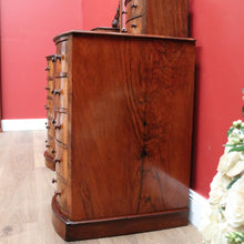 Load image into Gallery viewer, x SOLD Antique English Dressing Table Burr Walnut Cheval Mirror, Drawers Dressing Table B10742