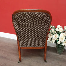 Load image into Gallery viewer, x SOLD Antique English Oak Grandfather Arm Chair Antique Oak and Fabric Scroll Armchair. B10437