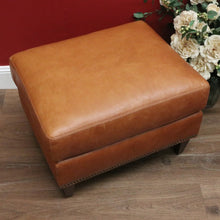 Load image into Gallery viewer, x SOLD Coco Republic Tan Leather Ottoman, Footstool, Ford Studded Ottoman Brown Birch B11006