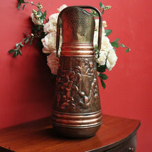 Load image into Gallery viewer, x SOLD Antique Copper and Brass Coal Scuttle, Umbrella Walking Stick Holder Doorstop. B10118