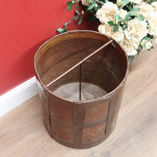 Load image into Gallery viewer, x SOLD Antique French Coal Bucket, Kindling Bucket, Oak and Metal Umbrella Holder B11107