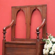Load image into Gallery viewer, x SOLD Antique Hall Seat, Blanket Box Base, Australian Gothic Entry Foyer Armchair Seat B10793