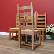 Load image into Gallery viewer, x SOLD Set of 6 Dining Chairs, Antique French Oak Ladder Back Kitchen Chairs, Rush Seat B10937