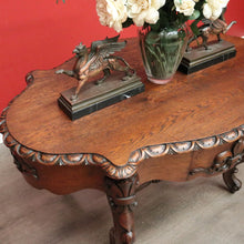 Load image into Gallery viewer, x SOLD Antique French Oak Centre Table Sofa Table, Cross Stretcher Base Table with Fleur de Lis to Apron. B10331
