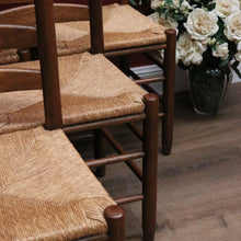Load image into Gallery viewer, x SOLD Set of Six Antique French Ladder Back Dining Chairs or Kitchen Chairs, Rush Seat. B10943