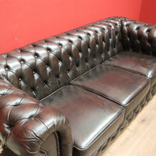 Load image into Gallery viewer, x SOLD Vintage Button Back Chesterfield Lounge, 3 Seater Deep Chestnut Brown Lounge B11206