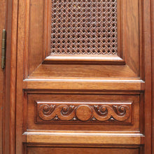 Load image into Gallery viewer, x SOLD Antique French Wardrobe, Walnut and Cane Armoire with Bevelled Mirror Door & Key B11116