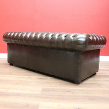 Load image into Gallery viewer, x SOLD Vintage Button Back Chesterfield Lounge, 3 Seater Deep Chestnut Brown Lounge B11206