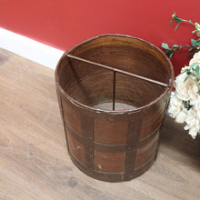 Load image into Gallery viewer, x SOLD Antique French Coal Bucket, Kindling Bucket, Oak and Metal Umbrella Holder B11107