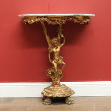 Load image into Gallery viewer, x SOLD Vintage Italian Gilt Hall Table with Marble Top, Gilt Figural Console Table B11055