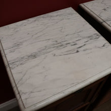 Load image into Gallery viewer, x SOLD Pair of Antique French Bedside Tables, Art Deco Oak, Marble Top Lamp Side Table B10963