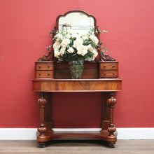 Load image into Gallery viewer, x SOLD Antique English Dressing Table, Walnut and Burr Walnut Mirror Back Dresser. B11160