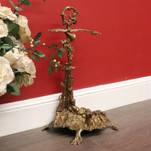 Load image into Gallery viewer, x SOLD Antique Brass Umbrella Holder Stand, Farm House Umbrella Holder Dog and Horn B10502