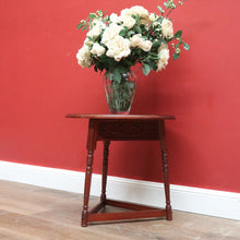 Load image into Gallery viewer, x SOLD Antique English Walnut Lamp Table, Side, Wine Table or Bedside Table Carved Top B11106